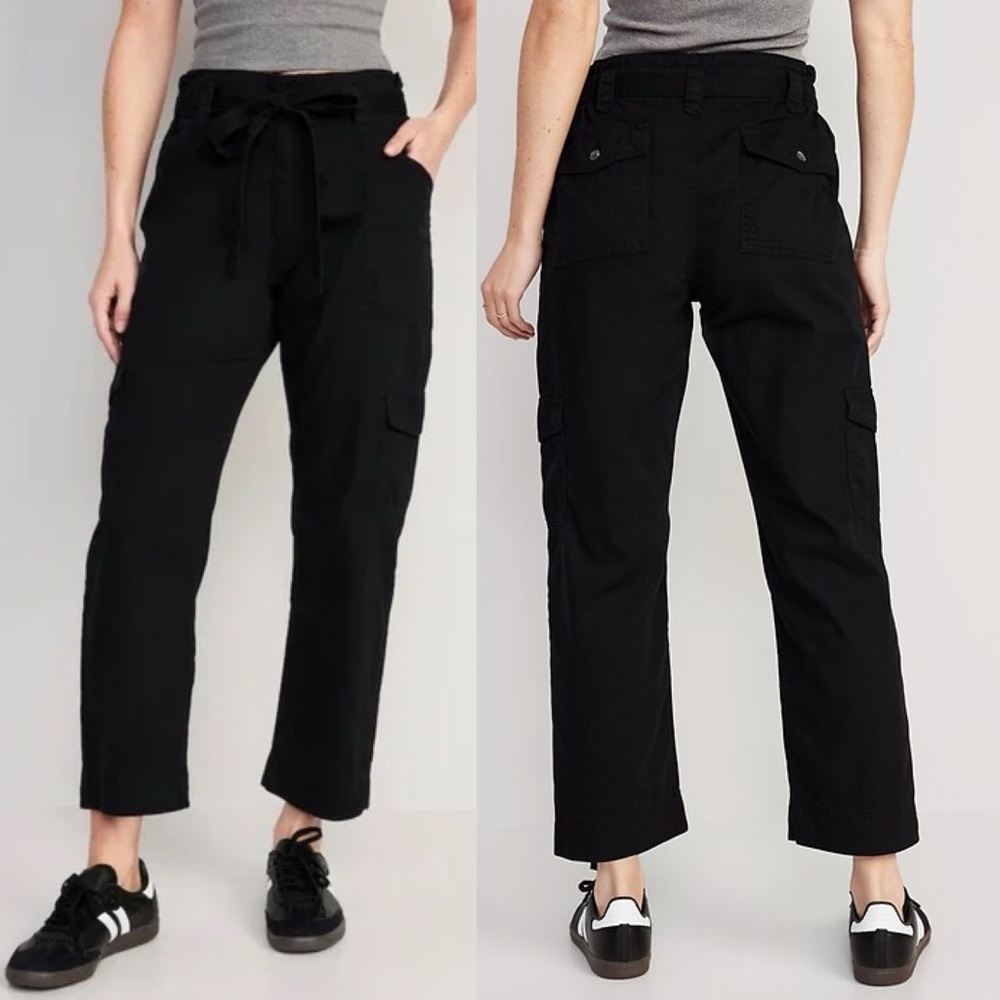 Old Navy High-Waisted Tie-Belt Cargo Straight Workwear Ankle Pants Size Large